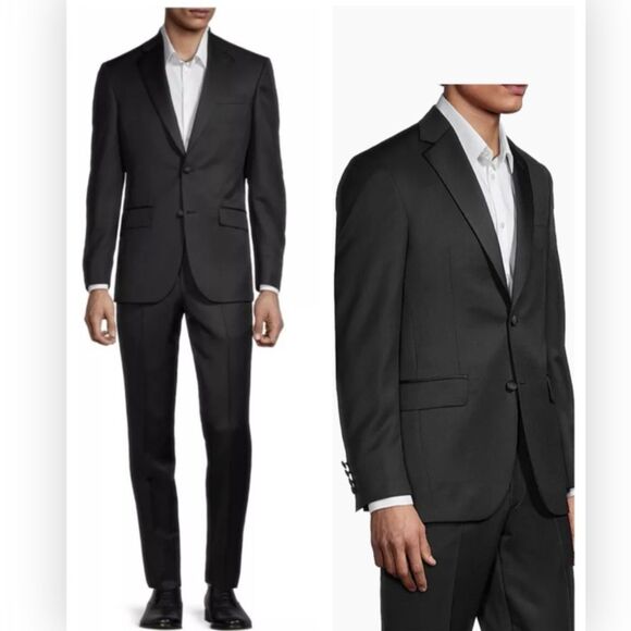 TED BAKER LONDON Jenner Slim Fit Notch Lapel Wool & Mohair Tuxedo Jacket 44L - Picture 1 of 7